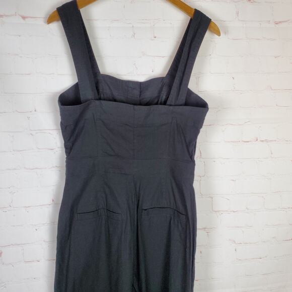 Anthropologie Maeve The Colette Portside Jumpsuit Sz 12 Black Sleeveless Pockets - Picture 11 of 16